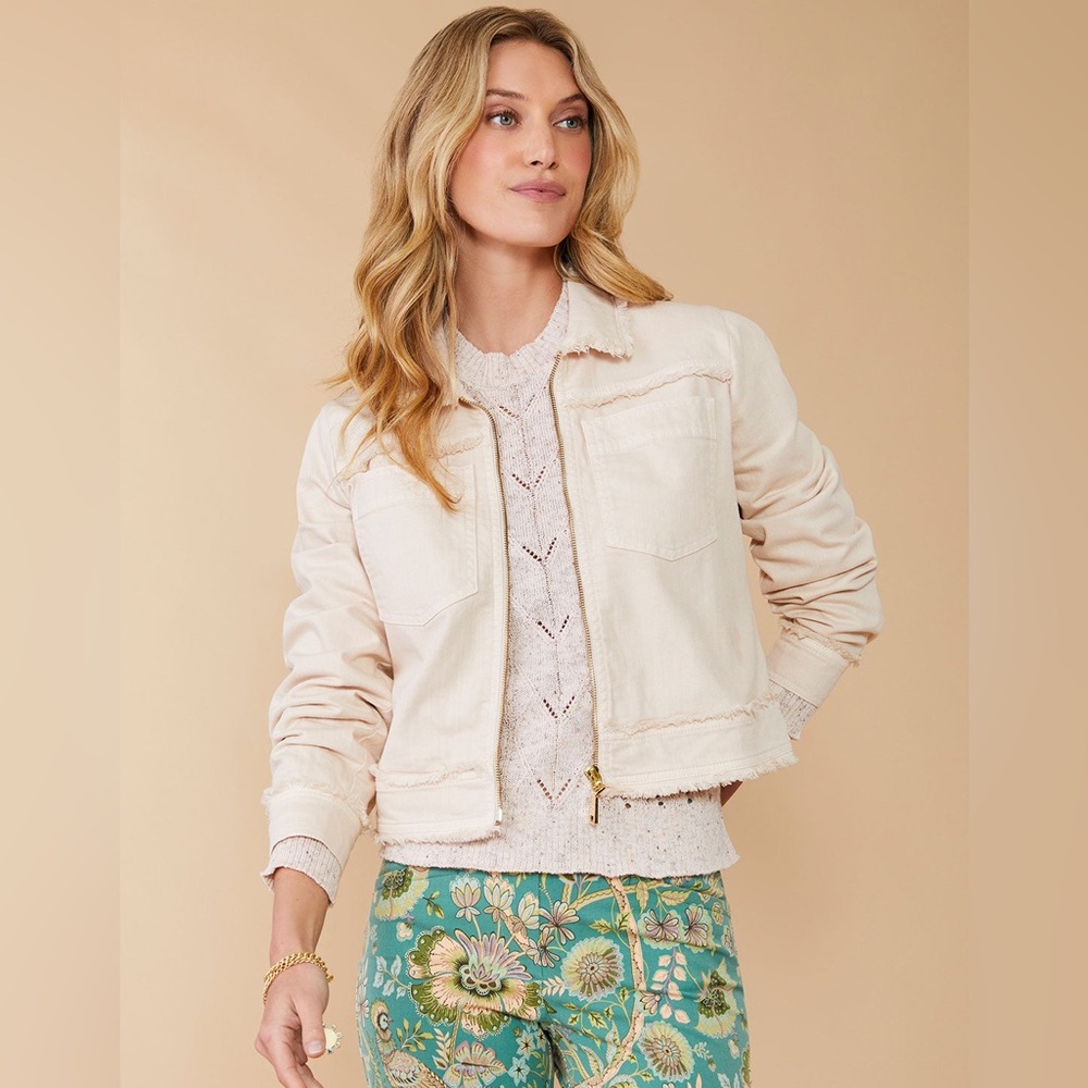 Spartina Blake Denim Jacket in Sand Sz Large